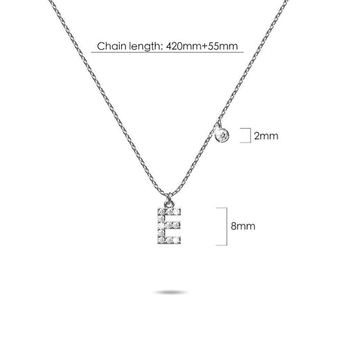 Solid 925 Sterling Silver Initial Crystal Personalised Alphabet Letter Necklace Silver